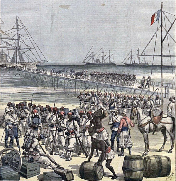 Desembarco en Cotonou de tropas senegalesas  Le Petit Journal  21may1892 wiki