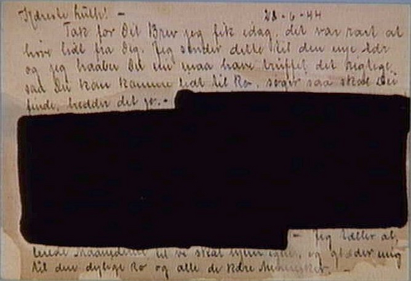 Brevkort  som har vaeret gennem den tyske censur  28  Juni 1944  Nationalmuseet