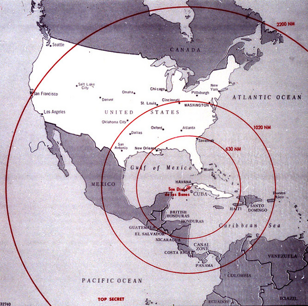 Cuban crisis map missile range